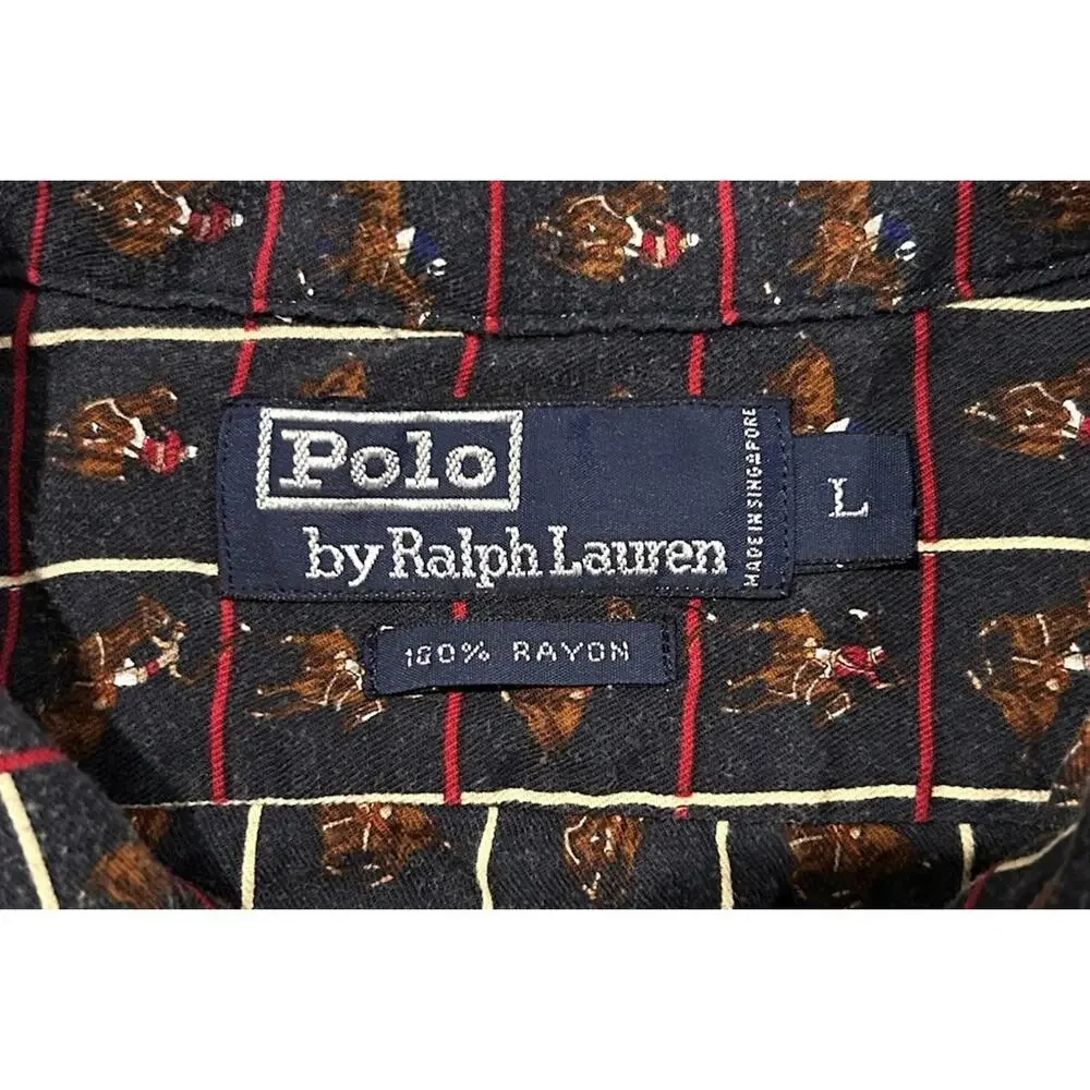 Polo Ralph Lauren Rare VTG Equestrian Horse Long Sleeve Button Up Shirt Men’s L